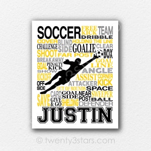 Personalized Soccer Goalie Art Print: Custom Team Colors