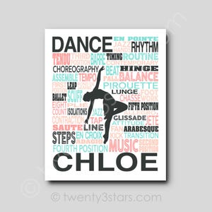Custom Dance Word Art Poster: Gift for Dancer, Team, Coach