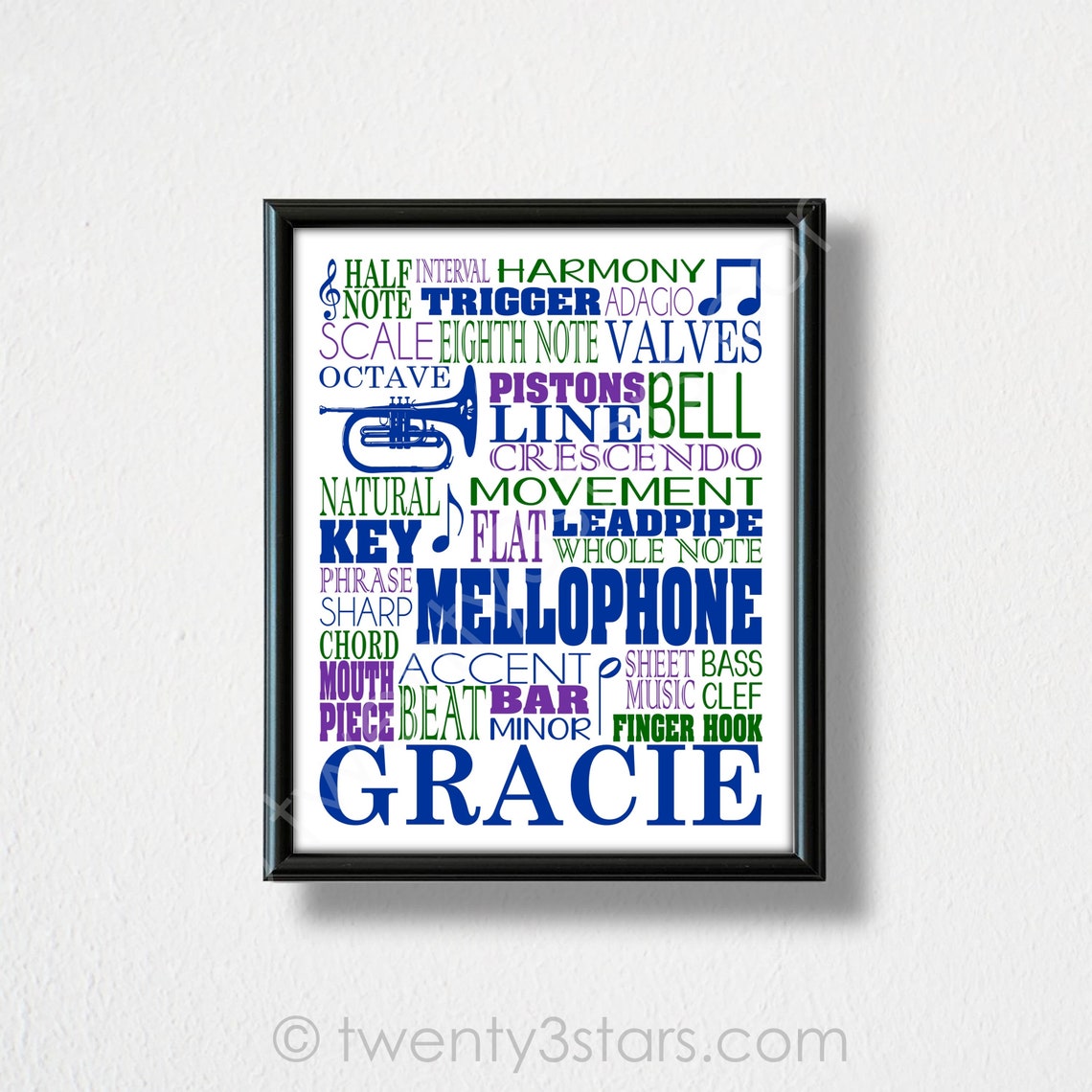 Mellophone Typography Poster Mellophone Player Gift Etsy