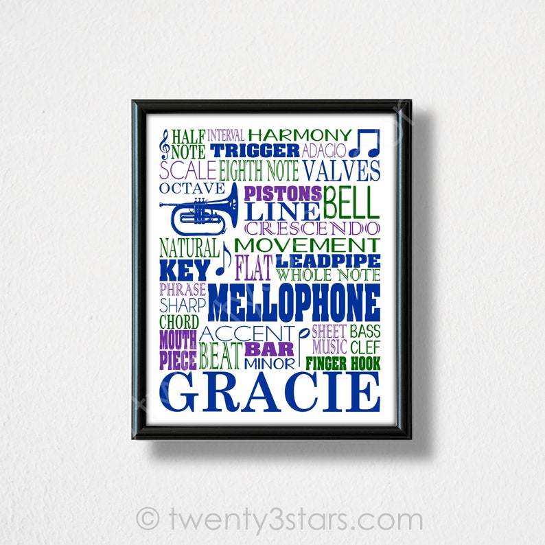 Mellophone Typography Poster Mellophone Player Gift Etsy