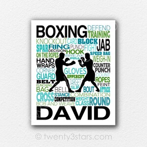 Men&#39;s Boxing Poster, Boxing Typography, Boxer Gift, Gift for Boxer, Boxing Team Gift, Boxing Gloves Art, Boxing Word Art, Boxing Coach Gift