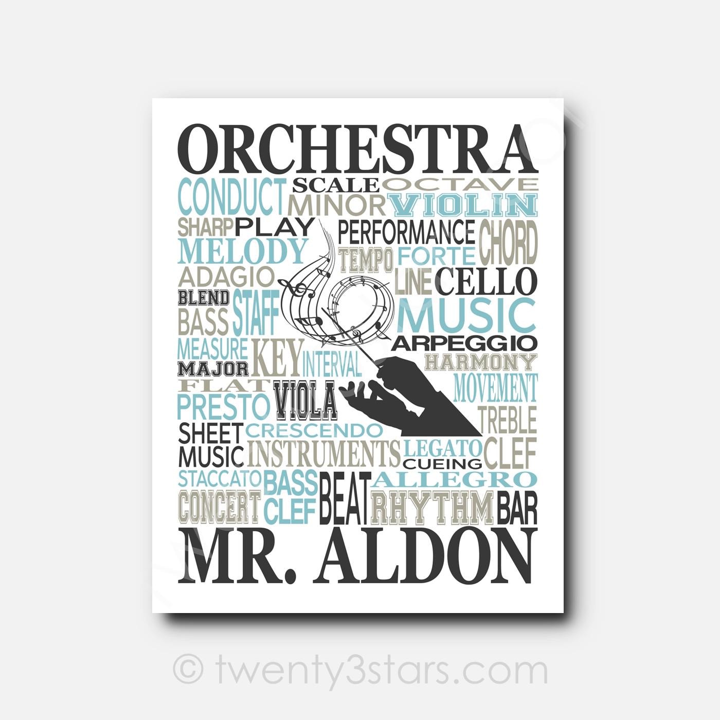 Orchestra Wall Art: Custom Conductor Name Word Cloud (unframed
