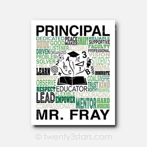 Custom Principal Word Art Poster: Personalized Educator Gift