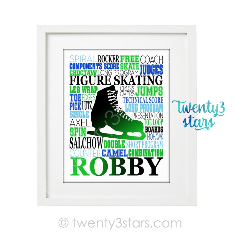 Boy's Figure Skating Word Art Poster Figure Skater Art Etsy