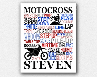 Personalized Motocross Poster, Gift for Motocross Rider, Motocross Gift, MX Typography, Motocross Art, Motorcross Poster, Dirt Bike Moto Art