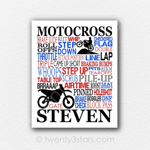 Personalized Motocross Poster, Gift for Motocross Rider, Motocross Gift, MX Typography, Motocross Art, Motorcross Poster, Dirt Bike Moto Art