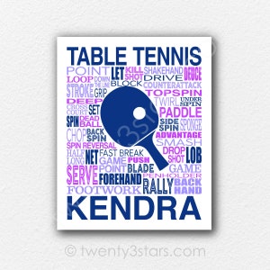 Custom Table Tennis Word Art Print: Ping Pong Player Gift