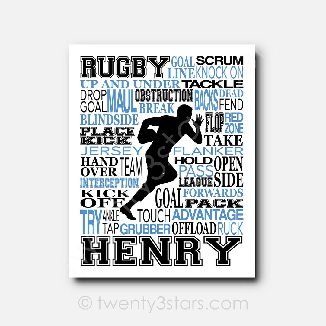 Personalized Rugby Word Art Print: Custom Typography Gift - Etsy
