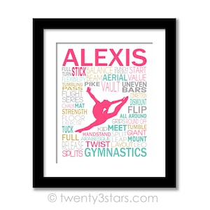 Personalized Gymnastics Poster, Gymnastics Typography, Gymnast Gift, Gift for Gymnasts, Gymnastic Team Gift, Gymnastic Art, Gymnast Print 画像 7