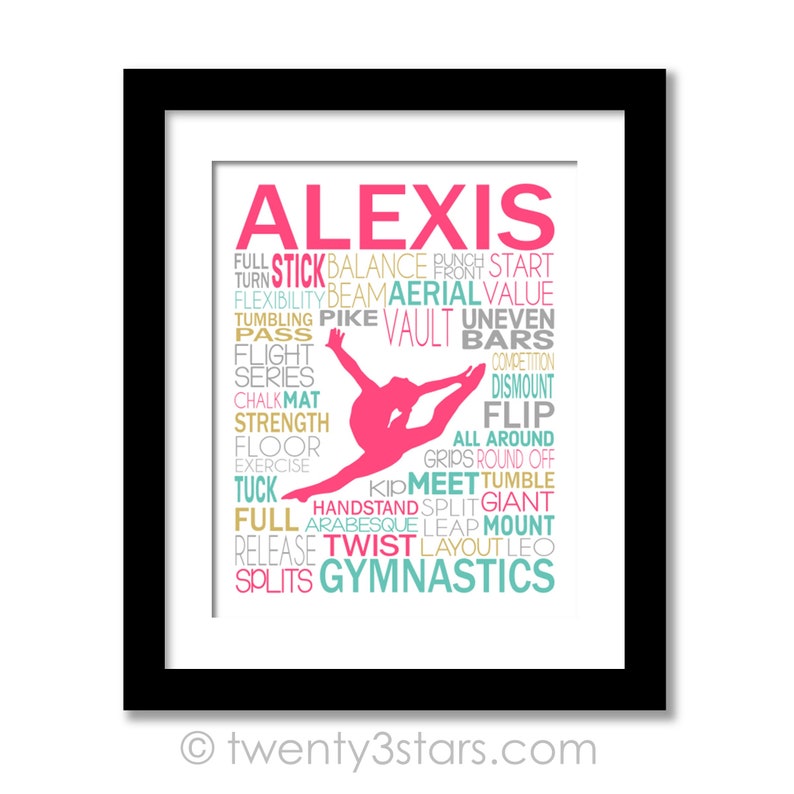 Personalized Gymnastics Poster, Gymnastics Typography, Gymnast Gift, Gift for Gymnasts, Gymnastic Team Gift, Gymnastic Art, Gymnast Print 画像 7