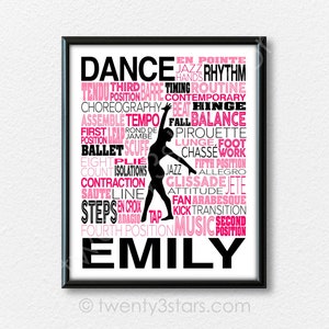 Dance Typography Poster, Gift for Dancer, Dance Team Art, Dance Team Gift, Dance Coach Gift, Dance Teacher Gift, Dance Poster, Dancer Gift image 10