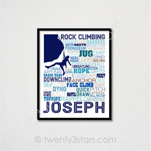 Rock Climbing Typography Poster, Mountain Climber Gift, Rock Climber Gift, Climber Poster, Gift for Rock Climber, Climbing Words Art Print image 9
