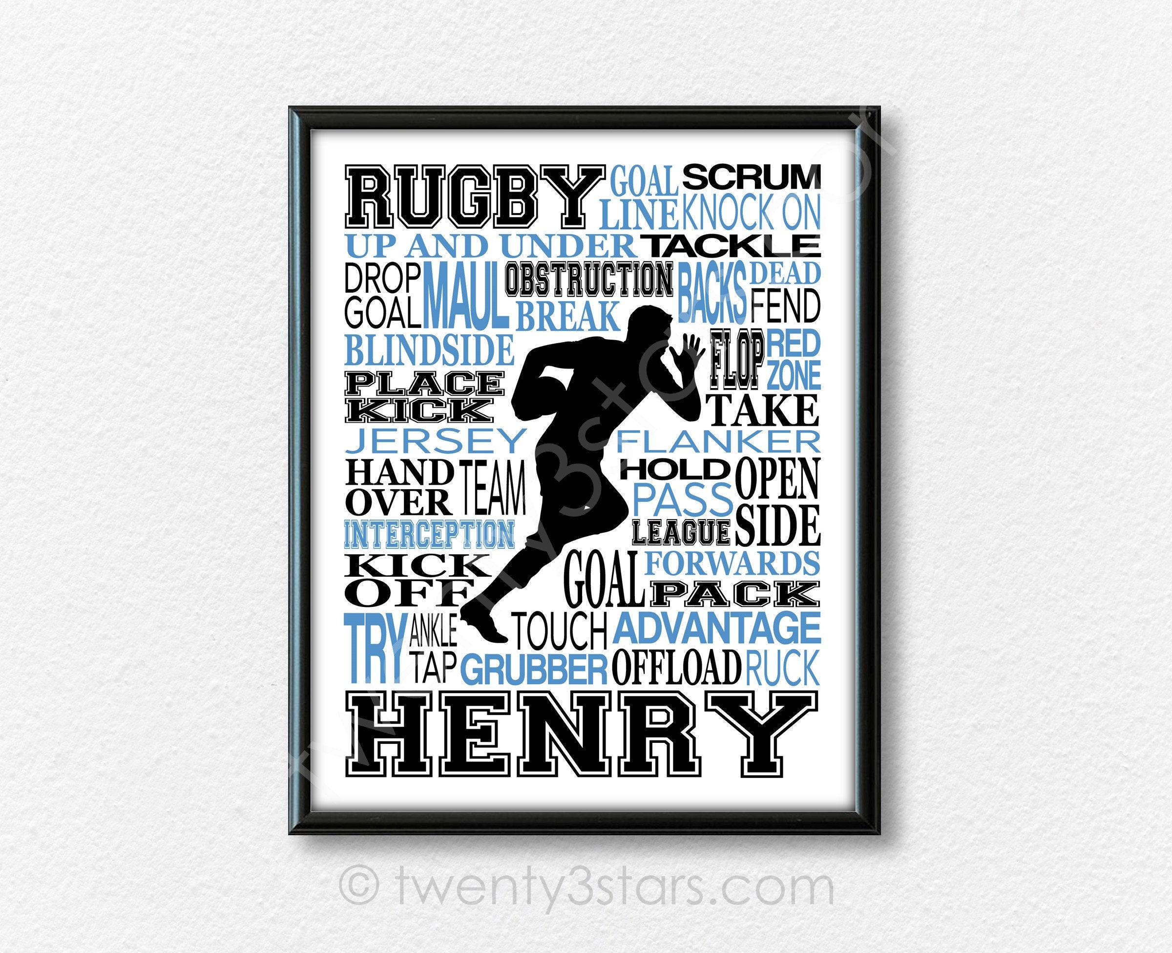 Tag Rugby Typography Personalized Rugby Typography Art Print: Custom Team Colors - Etsy