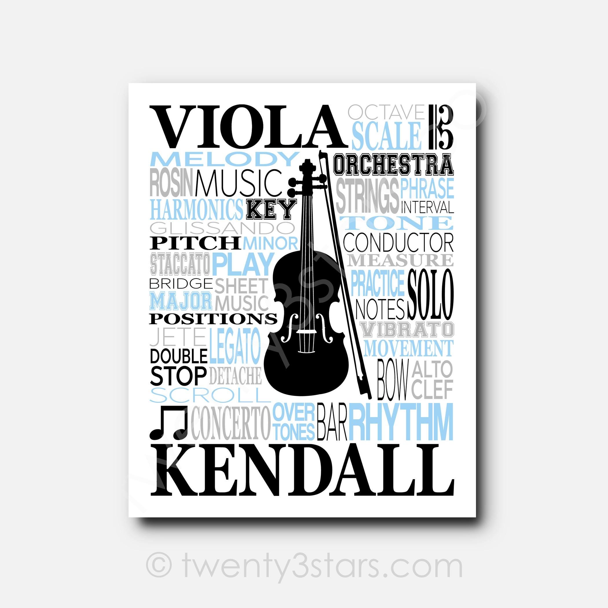 Custom Viola Typography Poster: Violist Gift, Orchestra Art Print