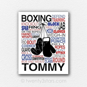 Custom Boxing Poster, Boxing Typography, Boxer Gift, Gift for Boxer, Boxing Team Gift, Boxing Gloves Art, Boxing Word Art, Boxing Coach Gift