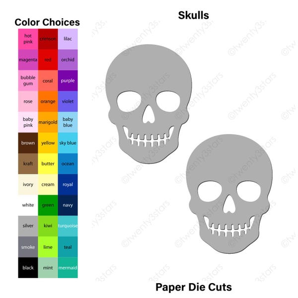 Skull Die Cuts: Halloween Party Decorations, Cupcake Toppers
