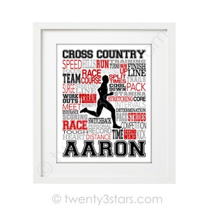 Cross Country Typography, Personalized Cross Country Poster, Gift For Runners, Running Gift Ideas, Cross Country Team Gift, XC Gifts image 4