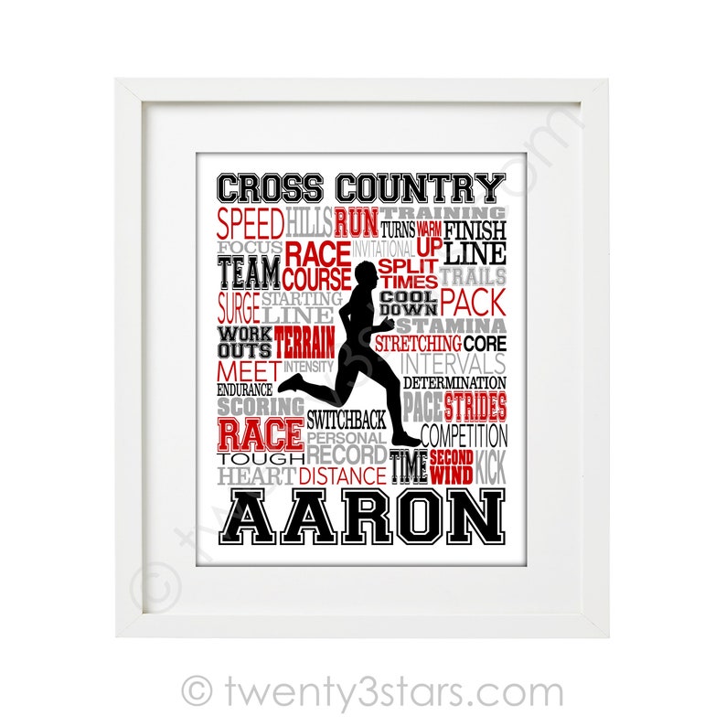 Cross Country Typography, Personalized Cross Country Poster, Gift For Runners, Running Gift Ideas, Cross Country Team Gift, XC Gifts image 4