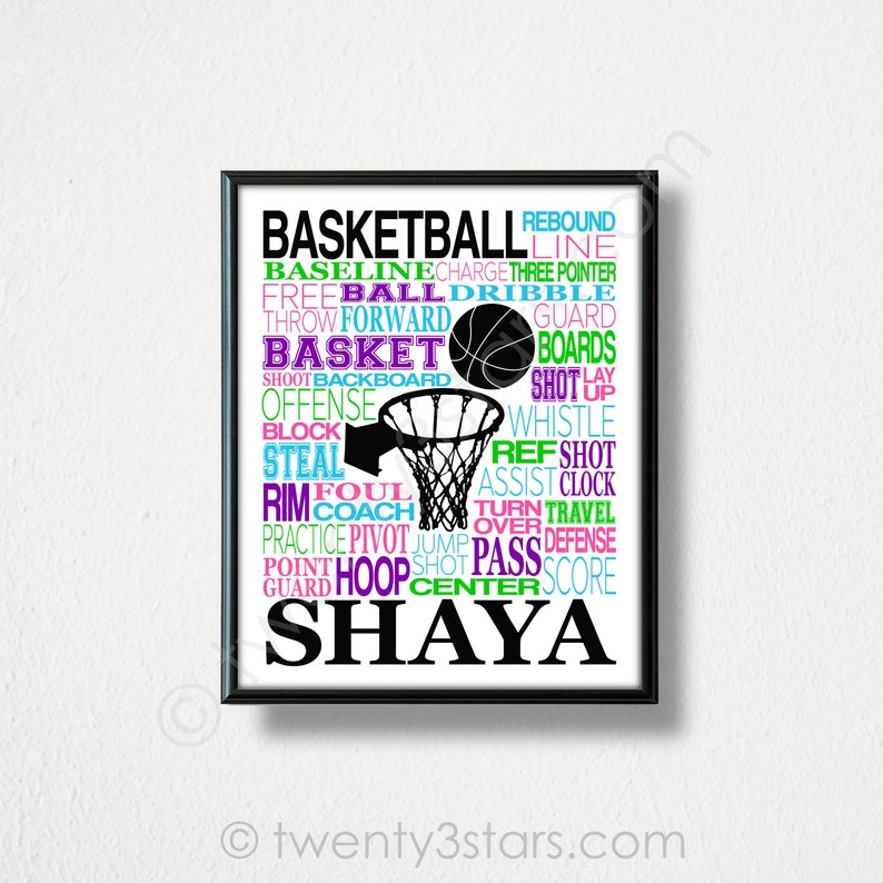 Girl's Basketball Poster, Basketball Word Art, Girls Basketball, Basketball Team Gift, Basketball Poster, Basketball Coach Gift, WBB Gifts image 9