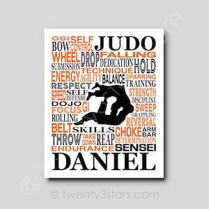 Custom Judo Word Art Poster: Martial Arts Gift for Sensei