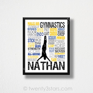 Personalized Gymnastics Poster, Gymnastics Typography, Gymnast Gift, Gift for Gymnasts, Gymnastic Team Gift, Gymnastic Art, Gymnast Print 画像 9