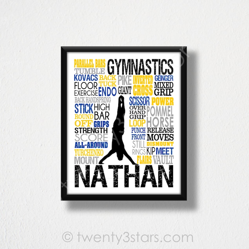 Personalized Gymnastics Poster, Gymnastics Typography, Gymnast Gift, Gift for Gymnasts, Gymnastic Team Gift, Gymnastic Art, Gymnast Print 画像 9