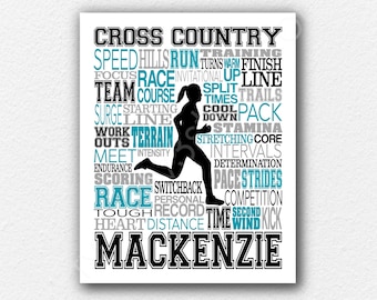 Cross Country Typography, Personalized Cross Country Poster, Gift For Runners, Running Gift Ideas, Cross Country Team Gift, XC Gifts