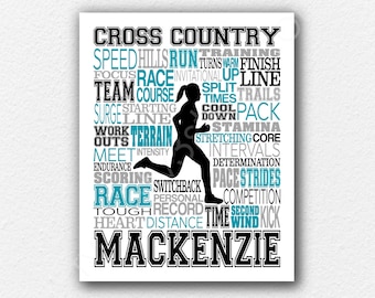 Personalized Cross Country Runner Poster: Typography Art Gift