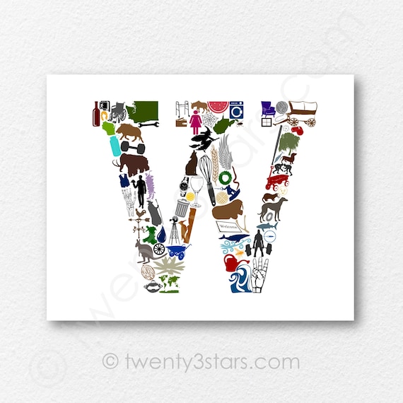 Letter W Wall Art: Custom Nursery or Wedding Print - Etsy