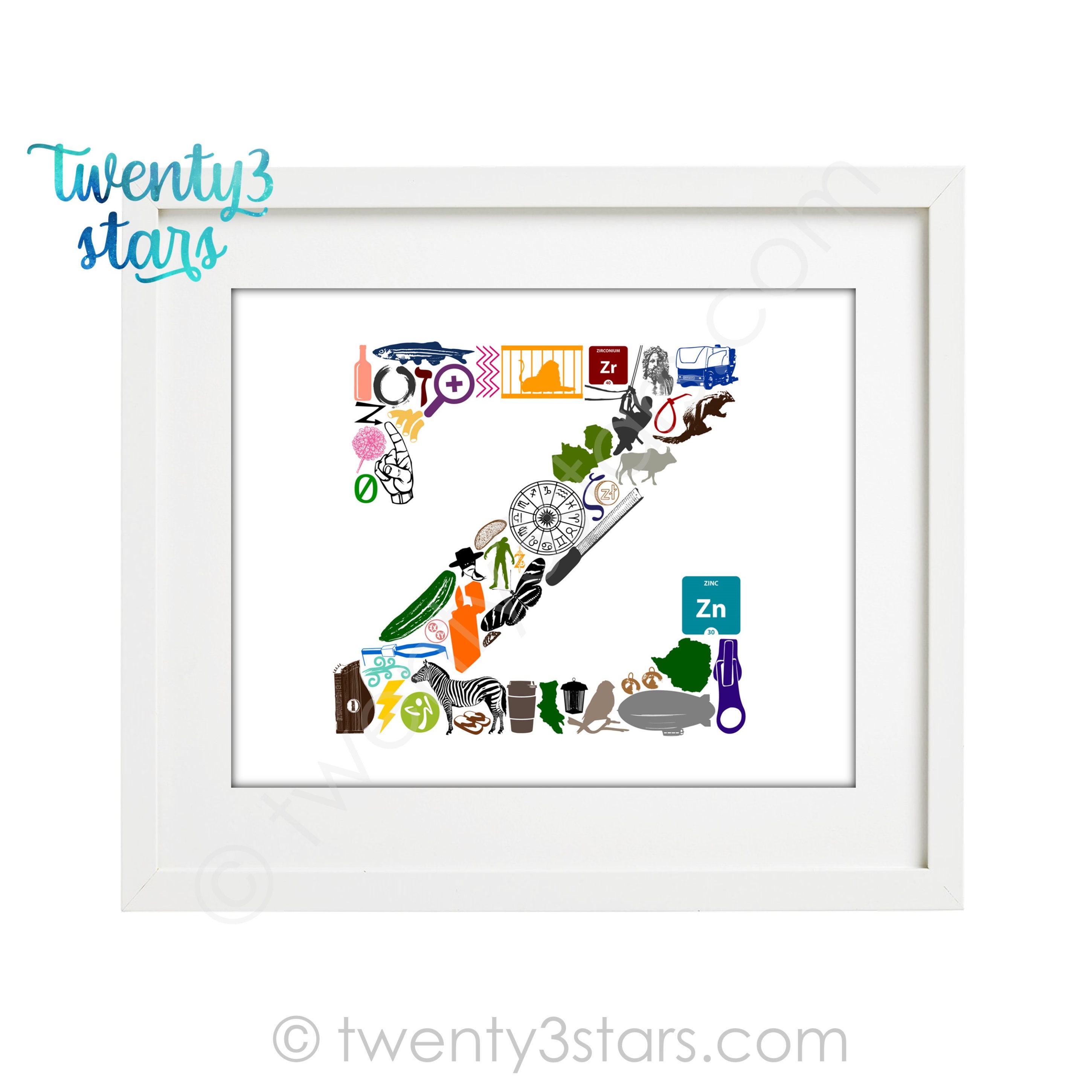 Letter Z Poster Letter Z Is For Art Z Nursery Wall Art Print Baby Shower Gift