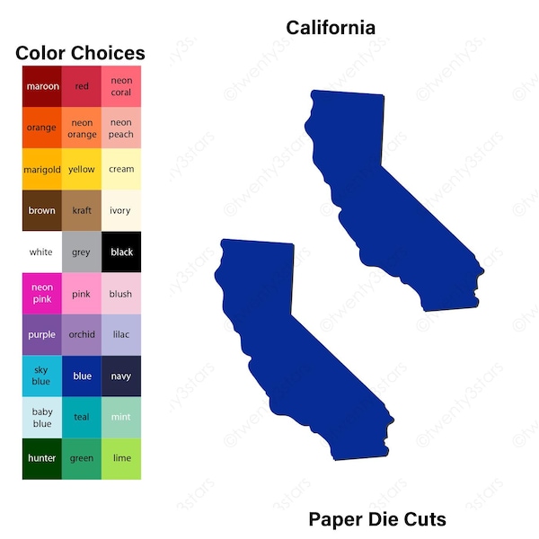 California Paper Die Cuts: Wedding, Party, or Scrapbook Decor
