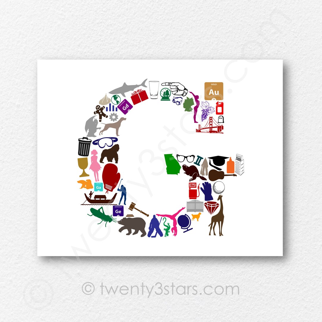 Letter G Poster, Letter G is for Art, G Nursery Wall Art Print, Baby ...