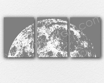 Rising Moon Triptych: Personalized Lunar Wall Art
