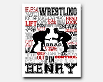 Wrestler Poster Art: Custom Colors and Names (Team or Coach)