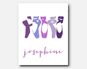Personalized Ballerina Art Print: Ballet Slippers Name Poster