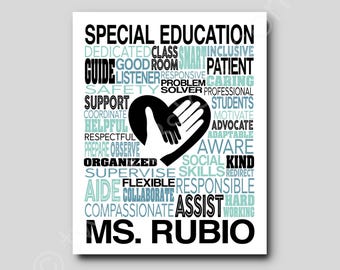Custom Special Education Teacher Poster: Personalized SPED Art Gift