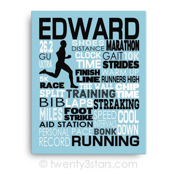 Lauf Typografie Poster Runner Es Room Art Gift Fur Marathonlaufer 5k Oder 10k Running Team Oder Coach Art Runner Gift Runner Wall Art