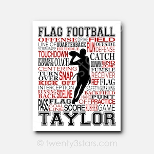 Custom Flag Football Art Print: Personalized Team Colors (Digital Option Available