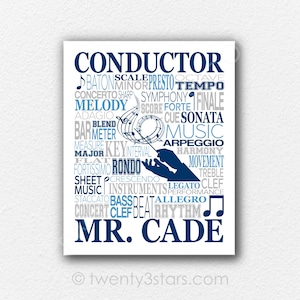 Custom Conductor Poster, Band Conductor Gift, Music Wall Art, Band Teacher Gift, Music Director Gift, Orchestra Conductor, Conductor Poster