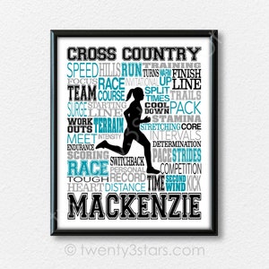 Cross Country Typography, Personalized Cross Country Poster, Gift For Runners, Running Gift Ideas, Cross Country Team Gift, XC Gifts image 10