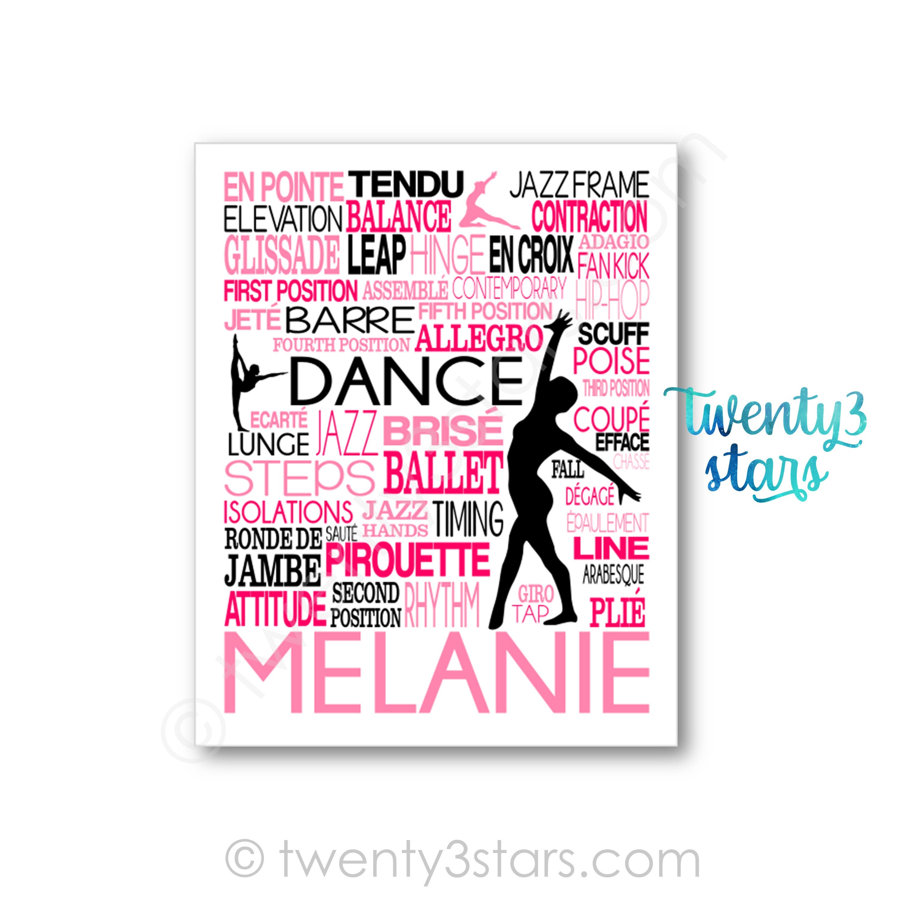 Tanz typografie Poster Geschenk für Tänzerin Tanzlehrer Etsy