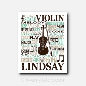 Custom Violin Word Art Print: Personalized Orchestra Gift