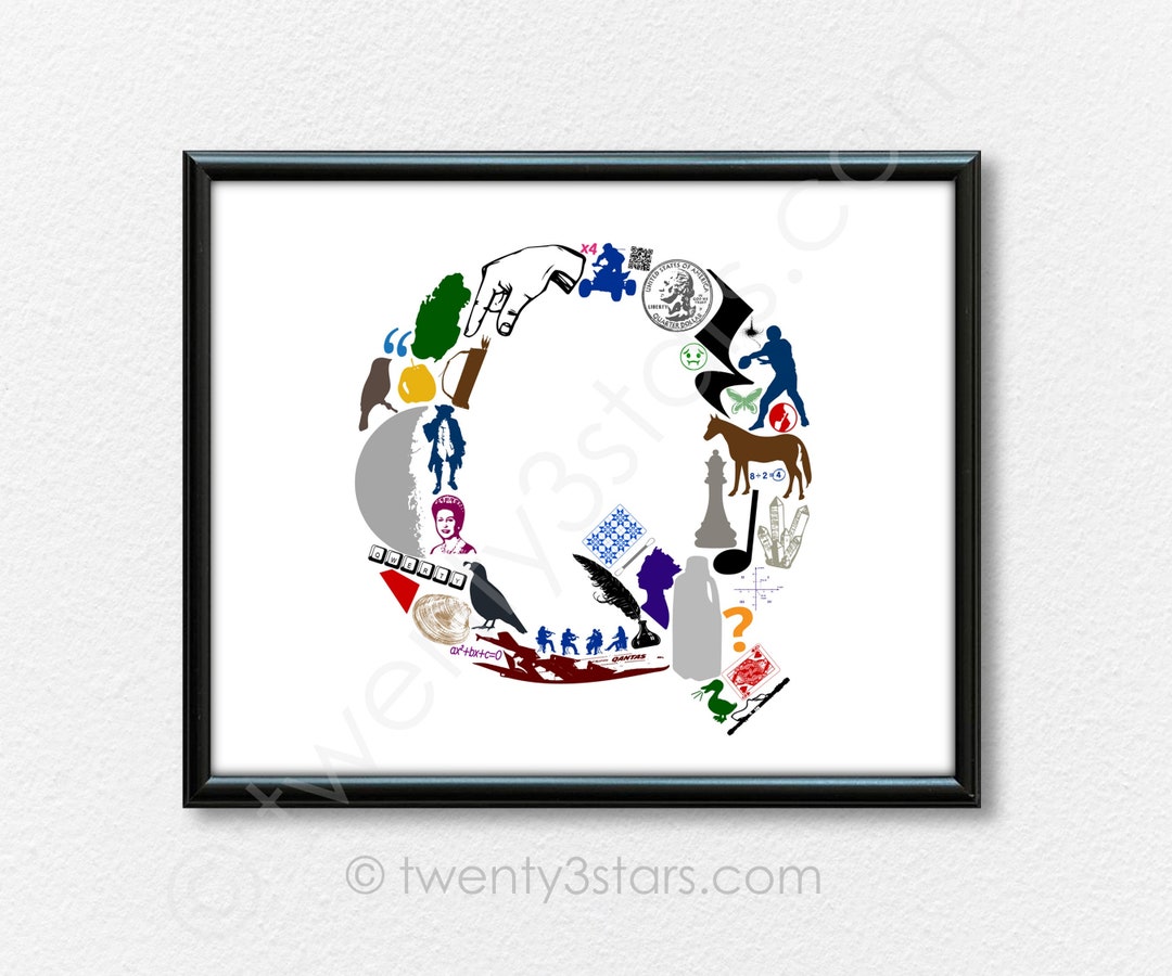 Letter Q Poster Letter Q is for Art Q Nursery Wall Art Etsy