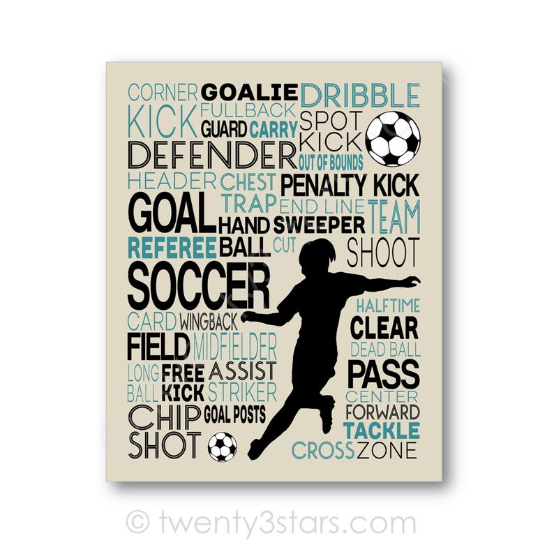 Girl's Soccer Word Art Girls Soccer Typography Gift for Etsy