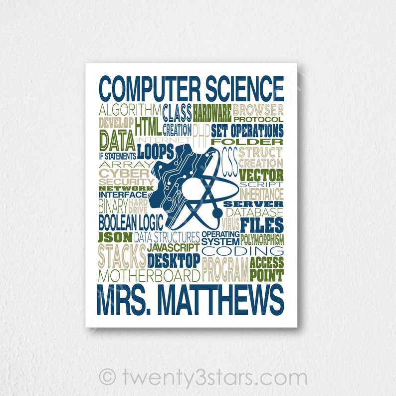 Computer Science Poster Comp Sci Gift Technology Major Art Etsy