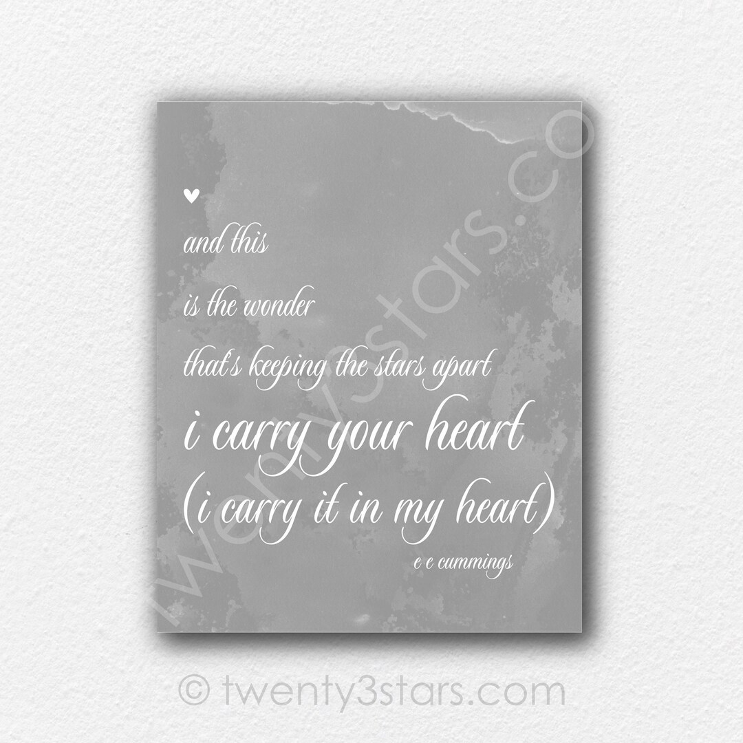 I Carry Your Heart Art, E.e. Cummings Poem Quote Poster,