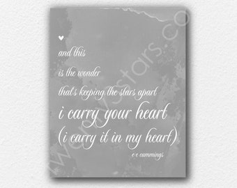 I Carry Your Heart Art, e.e. cummings poem quote Poster, I Carry it in My Heart Poster, EE Cummings Art Poster, I Carry Your Heart Art Print