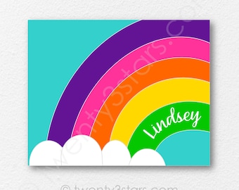 Custom Rainbow Name Art Print: Colorful Nursery Decor