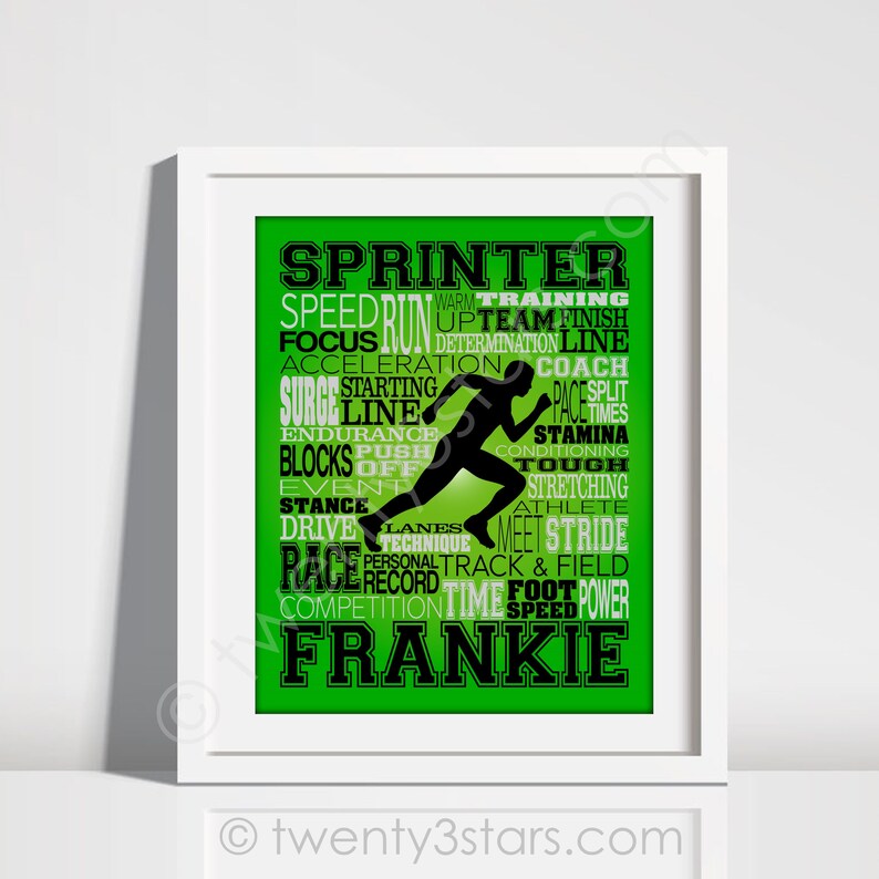 Sprinter Word Personalized Sprinter Word Art Poster: Track and Field Gift - Etsy