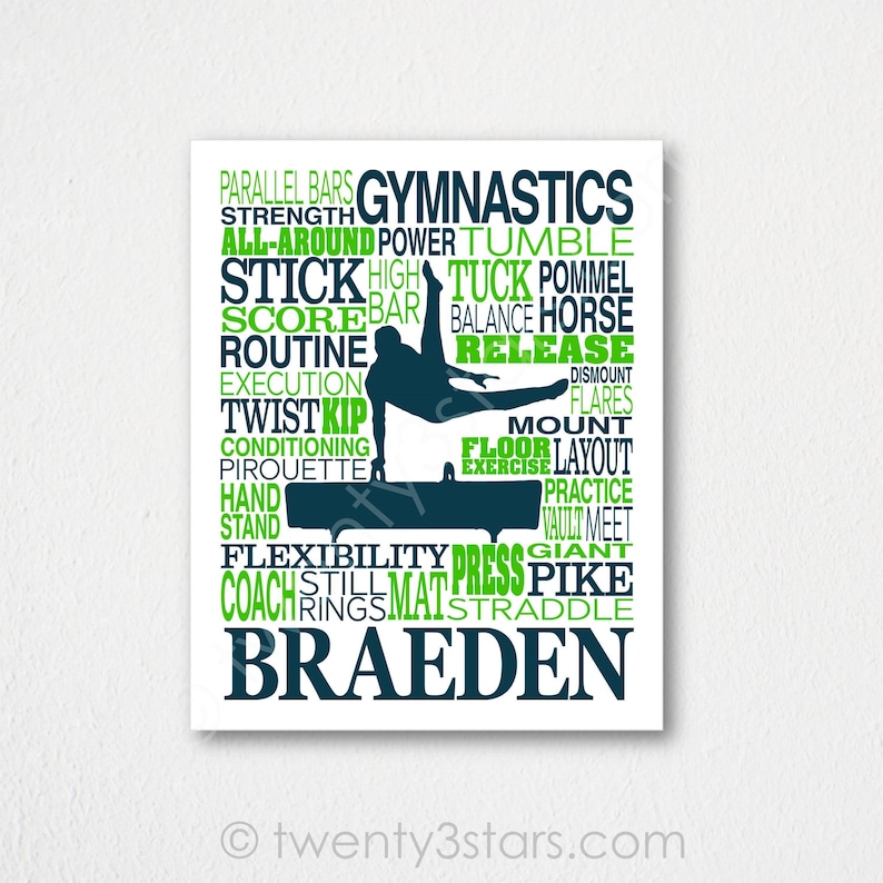 Boy's Gymnastics Poster: Customizable Gymnast Art Print image 6